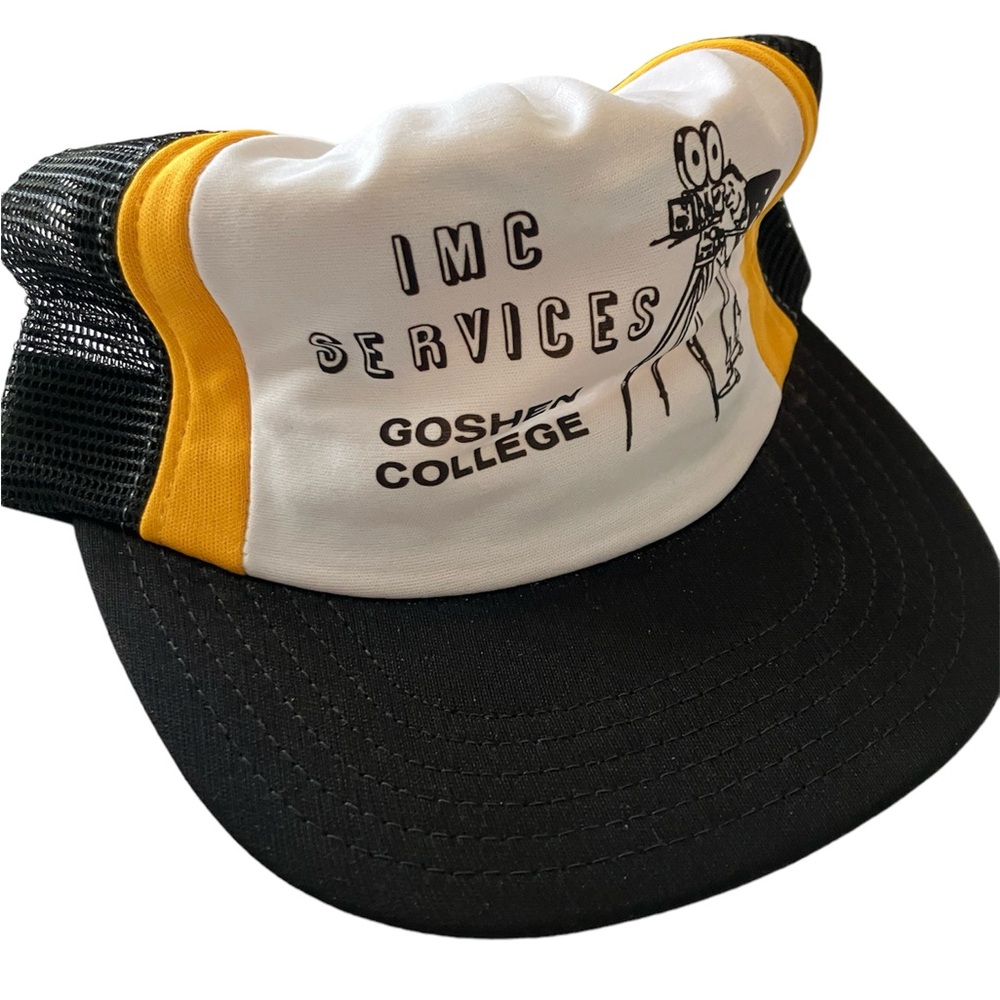 🇺🇸 VINTAGE IMC Services GOSHEN COLLEGE Trucker Hat MADE IN USA 🇺🇸